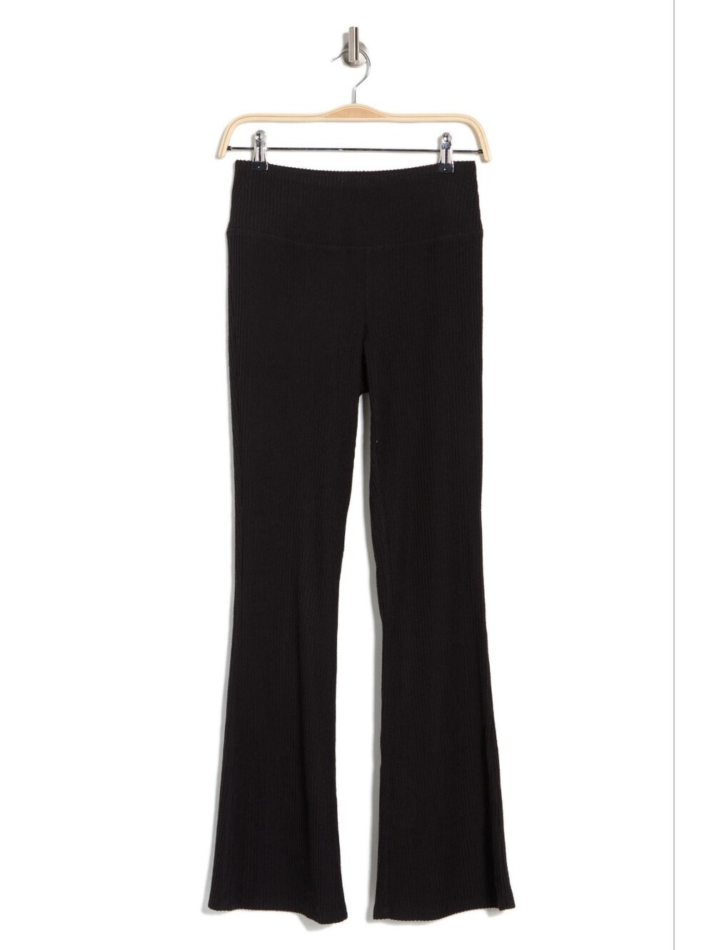 GOTTEX Black Fold Over Rib Flare Legging Pant